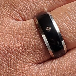 Titanium Domed Crystal Ring 8 mm